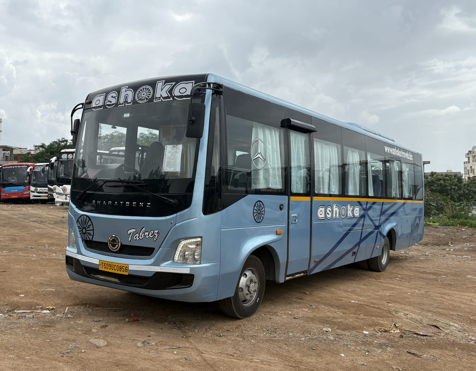 Premium Bharat Benz Luxury Coach - Blue Front View
